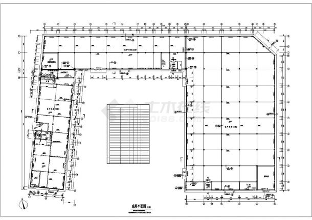 某工厂1.5万平米四层框架结构办公楼全套建筑设计CAD图纸-图一