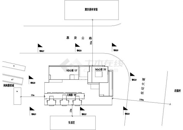 惠安建筑业发展中心施组设计总平面布置图cad-图二