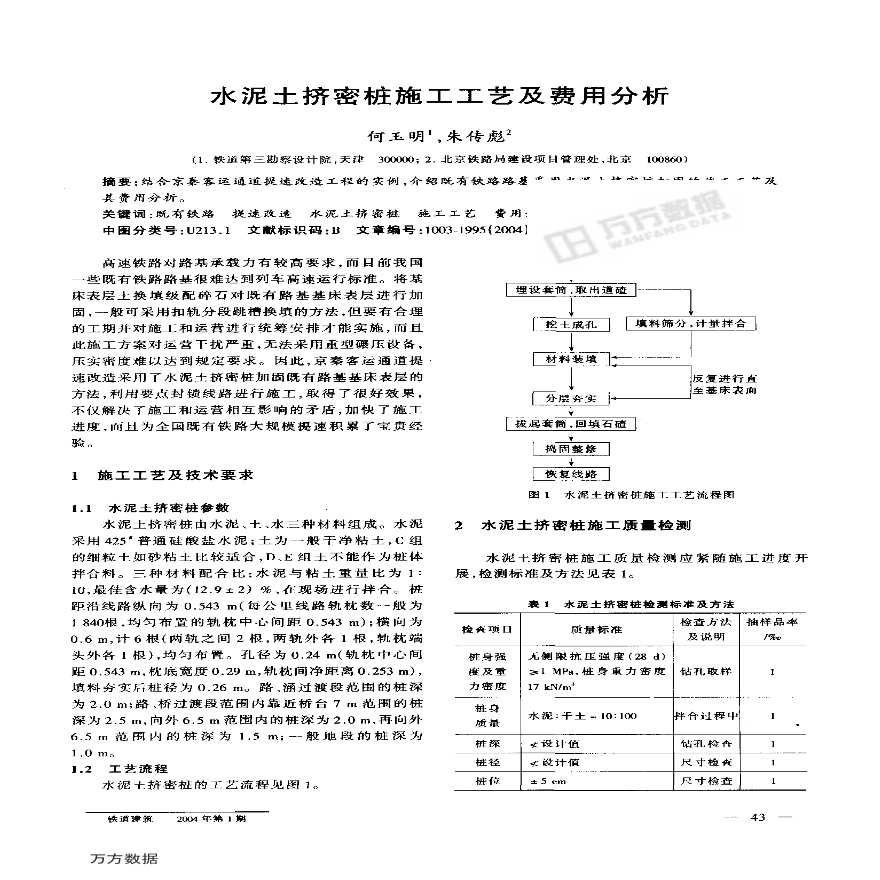 水泥土挤密桩施工工艺及费用分析