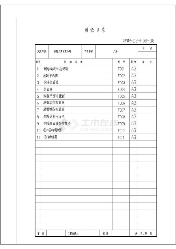 伟明工贸有限公司厂房结构设计CAD图-图一