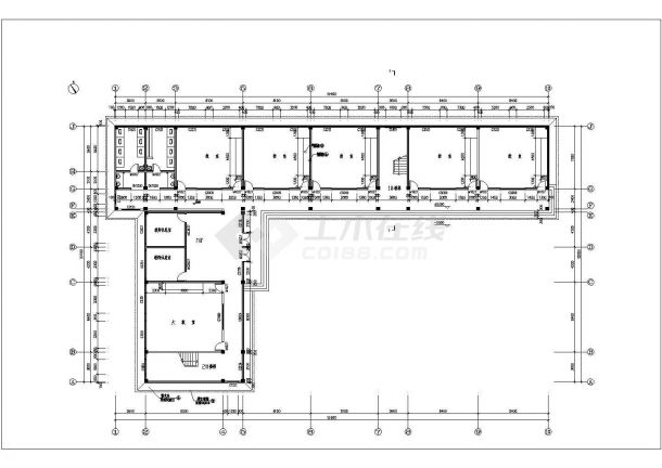 宜宾市某中学3100平米五层框架结构教学楼建筑设计CAD图纸-图一