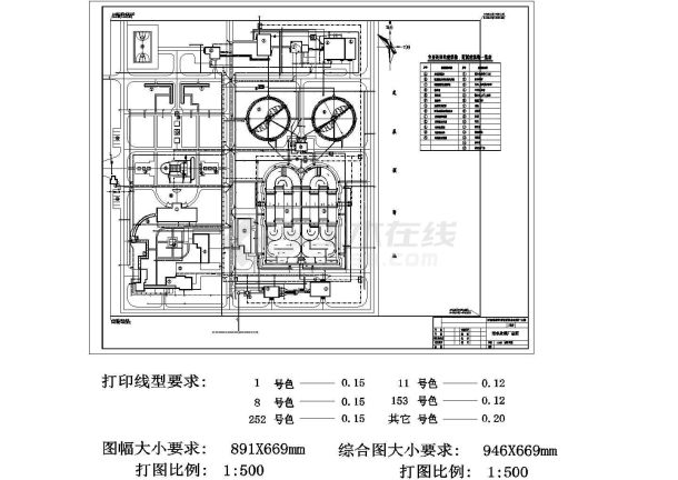 洛阳市某城市污水厂平面设计施工图-图一