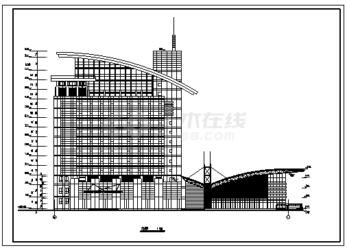 汽车站综合楼设计_某市十五层汽车站综合楼建筑施工cad图纸-图二