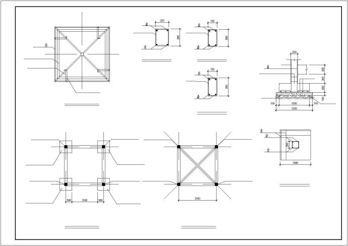 长4.5米 宽4.5米 四角亭子设计cad图纸_图1