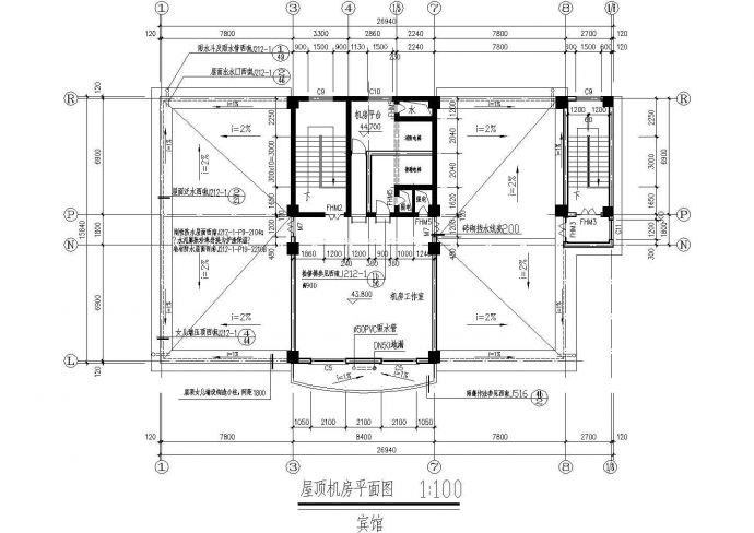 汾阳市某商业街9800平米13层框架结构商务宾馆全套建筑CAD设计图纸_图1