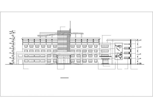 1.5万平米5+1层框架结构商务宾馆全套 平立剖面设计CAD图纸-图二