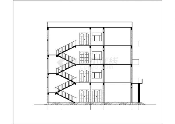 湖州市某中学3150平米四层框架结构教学综合楼建筑设计CAD图纸-图二