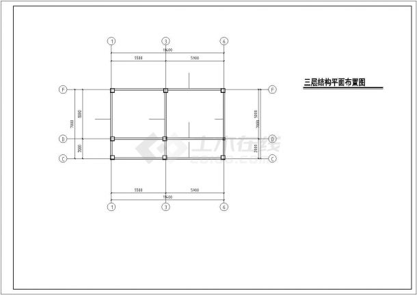 乌鲁木齐市某别墅区三层混合结构独栋别墅全套结构设计CAD图纸-图一