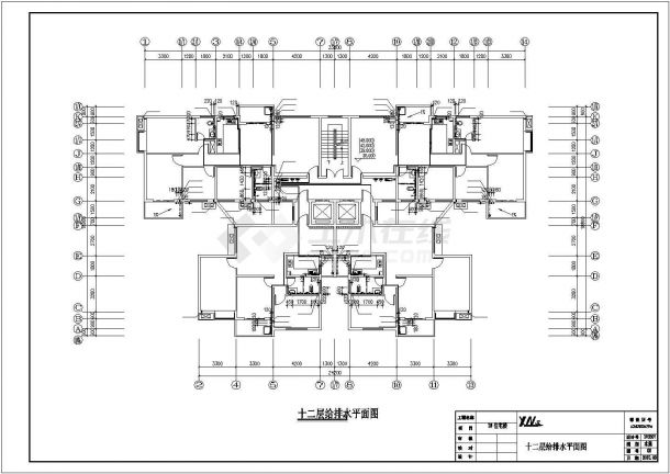 苏州市成馨嘉园小区16层框架结构住宅楼给排水设计CAD图纸-图二