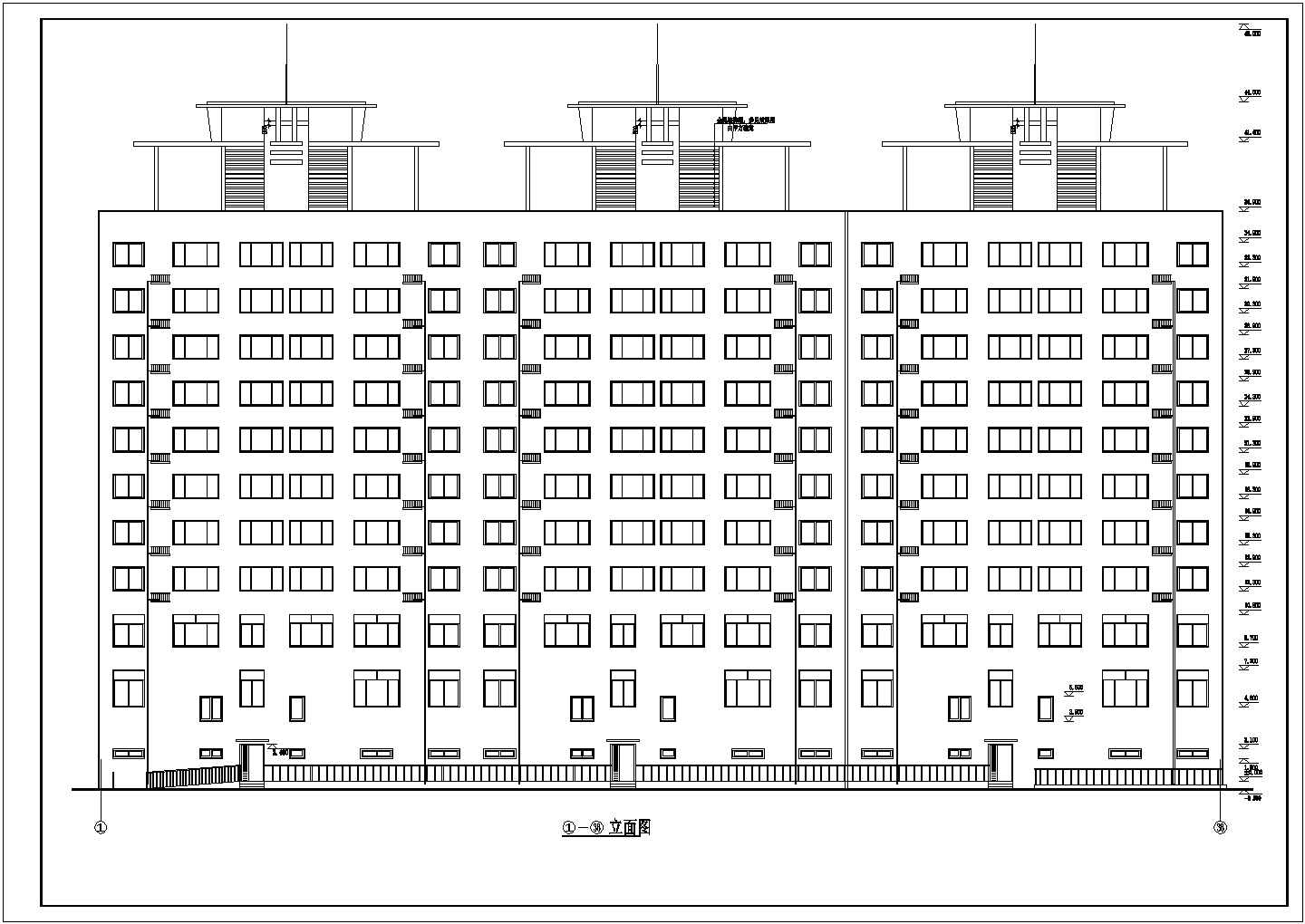 金新小高层式公寓楼全套建筑施工设计cad图纸(含阳台栏板大样图，四至九层平面图)