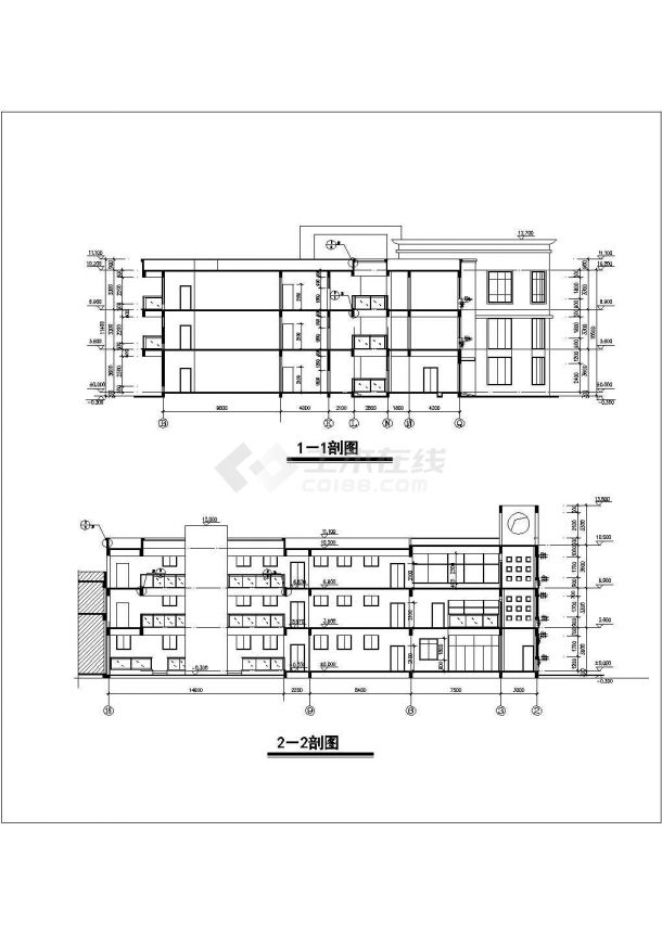 9班：3层2503平米幼儿园建筑cad施工图纸-图一