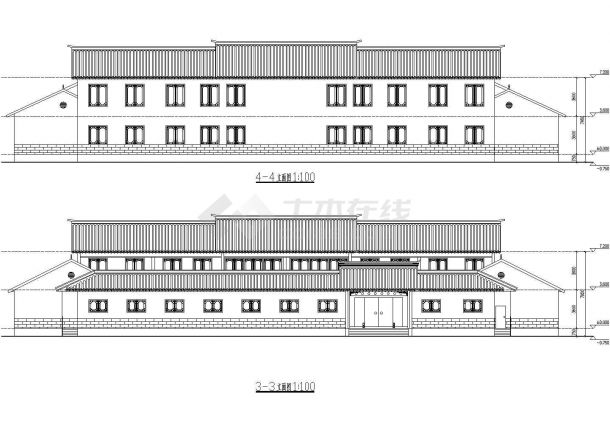 二层四合院式住宅建筑平立面CAD图纸-图二