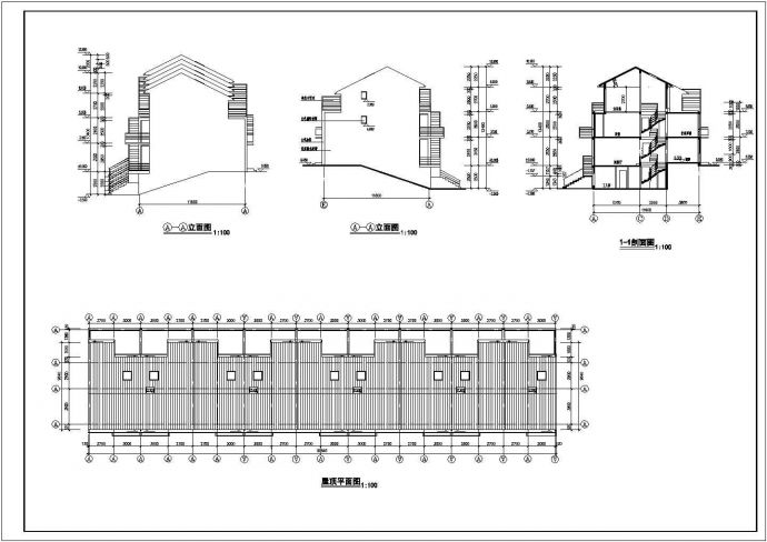多层住宅D型公寓楼全套建施设计cad图(含车库层平面图,屋顶平面图)_图1