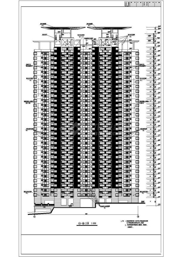 【苏州】高层公寓楼全套建筑立面建施cad图纸(含立面图，剖面图)-图二