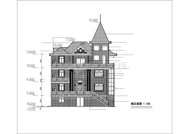 940平米4+1层砖混结构私人别墅全套建筑设计CAD图纸-图二