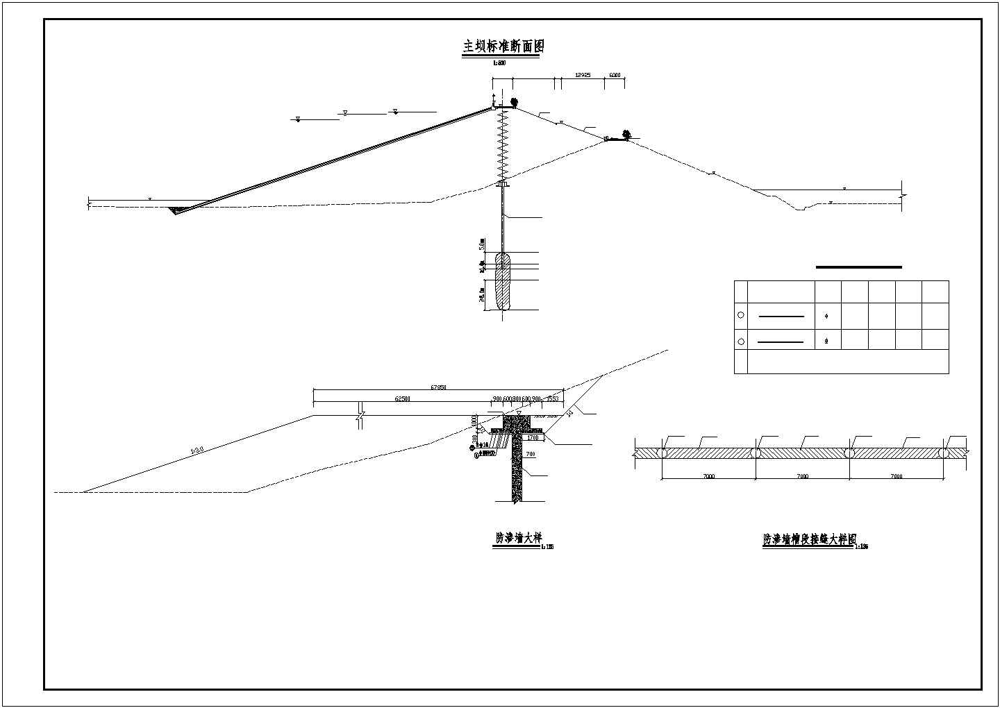 某主坝防渗墙及灌浆层方案设计施工CAD图纸（含详细方案）