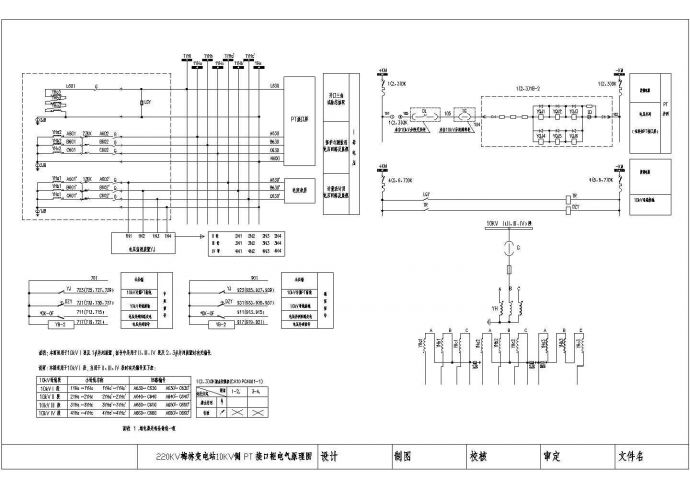 某220KV变电站PT接口屏设计cad电气原理图（ 标注详细）_图1