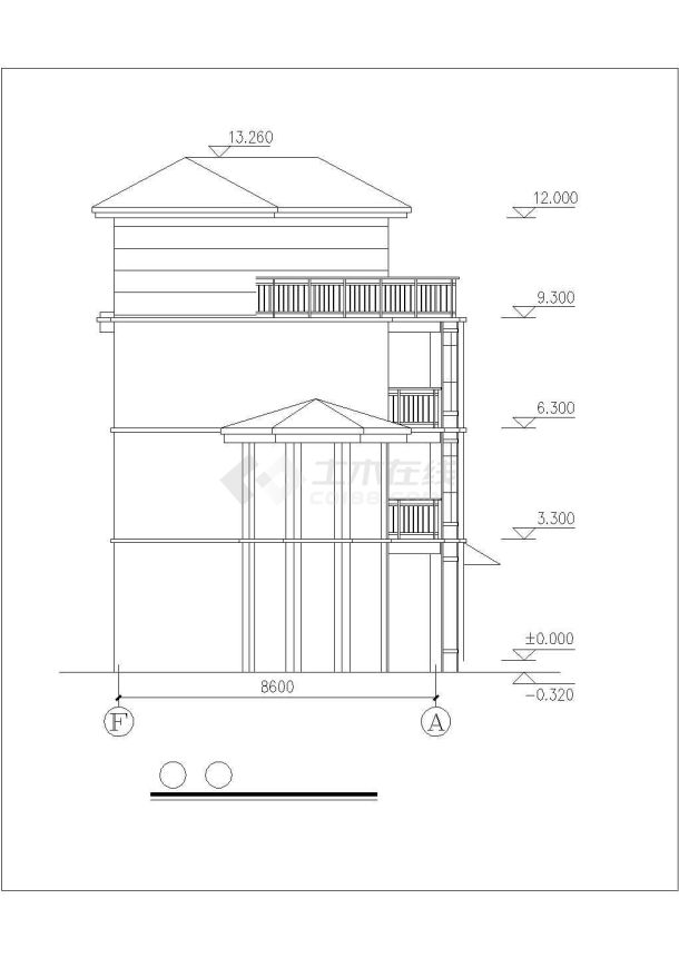 成都市乐福江南小区4层框混结构单体别墅全套建筑设计CAD图纸（阁楼）-图一