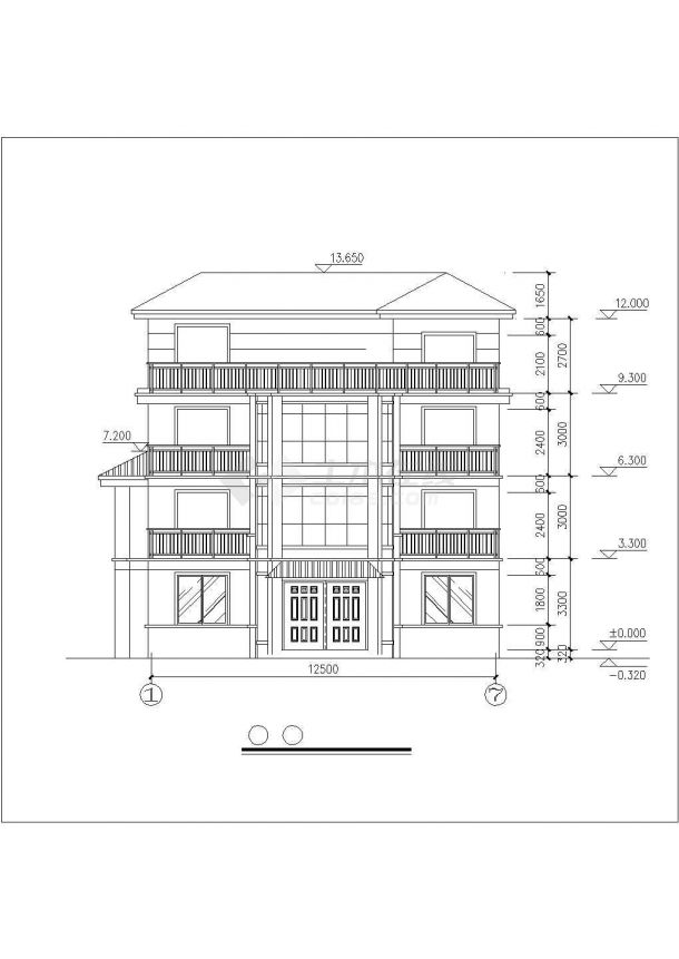 成都市乐福江南小区4层框混结构单体别墅全套建筑设计CAD图纸（阁楼）-图二