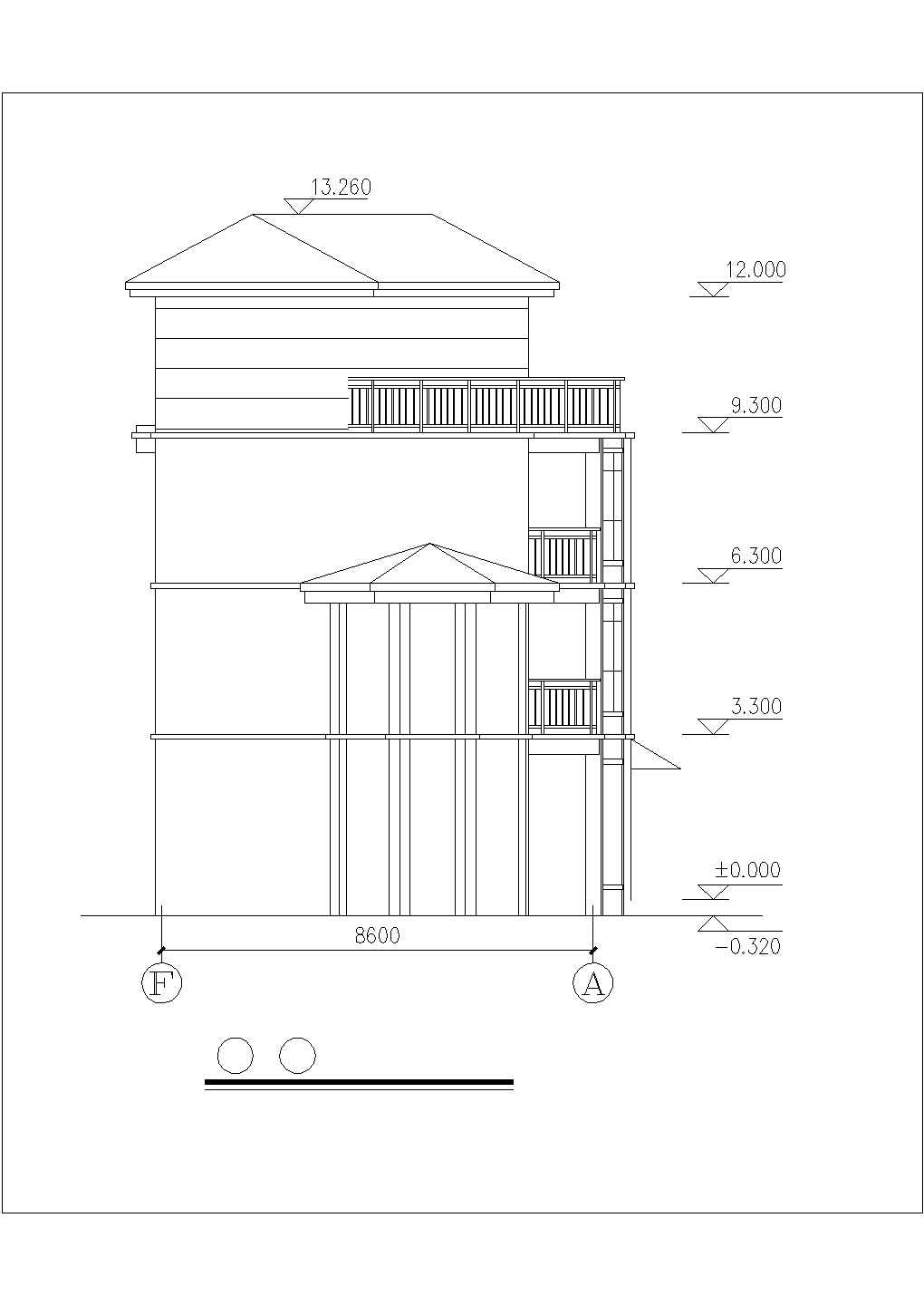 成都市乐福江南小区4层框混结构单体别墅全套建筑设计CAD图纸（阁楼）
