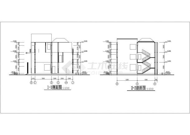 南京市翡翠花园居住区3层混合结构豪华别墅平立剖面设计CAD图纸-图一
