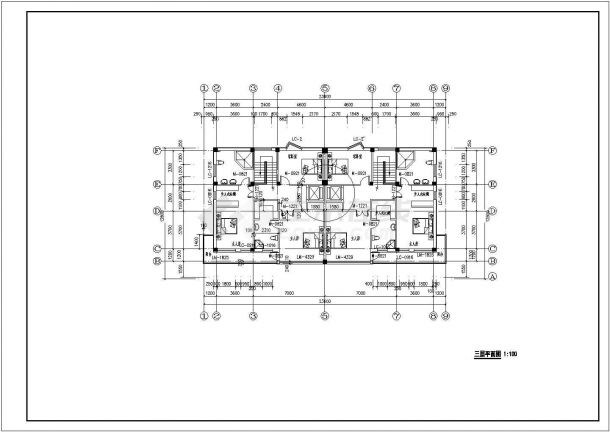 900平米三层框架结构双拼式高档别墅建筑设计CAD图纸（含地下室层）-图二