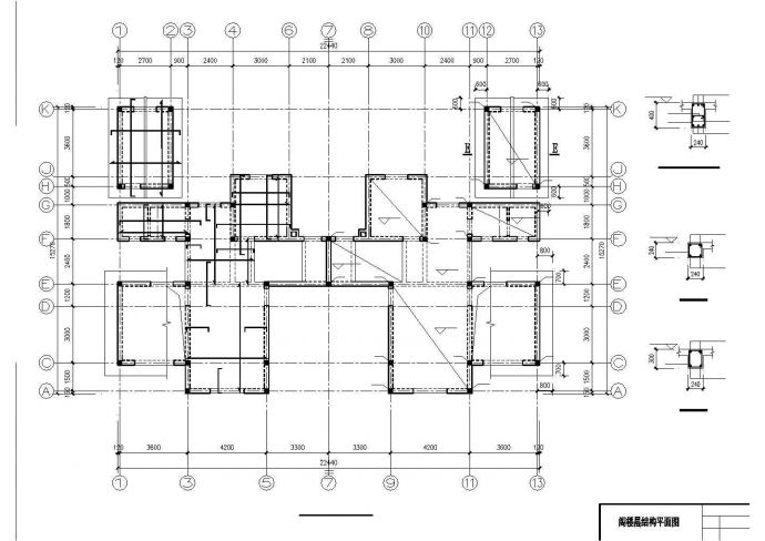 武汉市某新建别墅区三层双拼别墅全套结构设计CAD图纸_图1