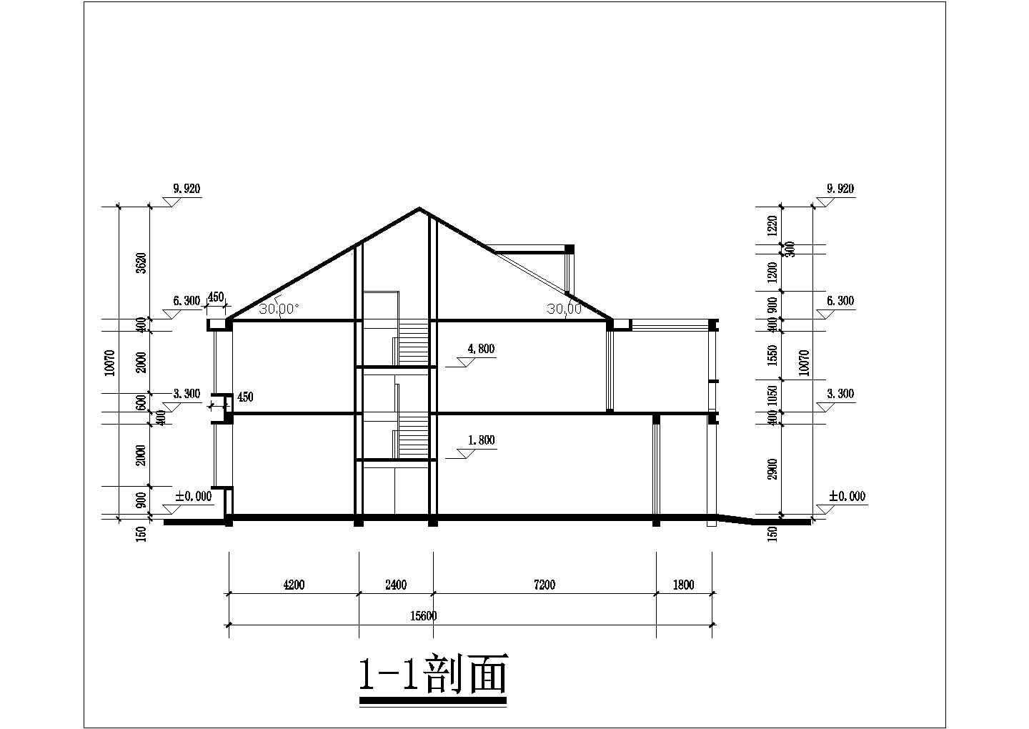 2层混合结构双拼别墅全套平立剖面设计CAD图纸（每户200平米）