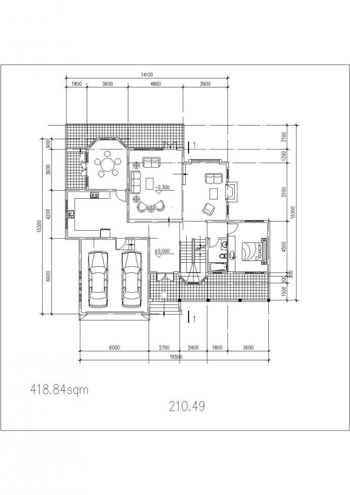 坡地独栋别墅建筑cad方案设计施工图_图1