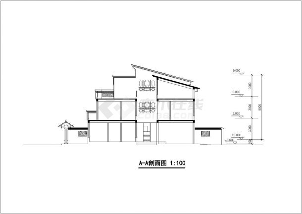 520平米3层框混结构双拼别墅平立剖面设计CAD图纸（2套方案）-图二