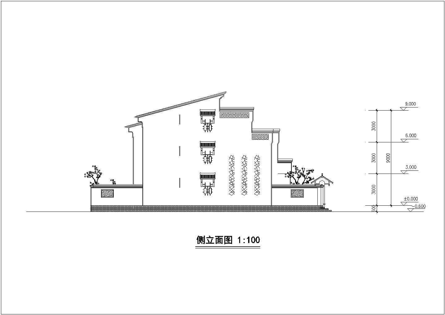 520平米3层框混结构双拼别墅平立剖面设计CAD图纸（2套方案）