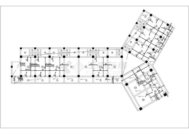 苏州市某职业技校7层Y字型学生宿舍楼全套建筑设计CAD图纸-图二
