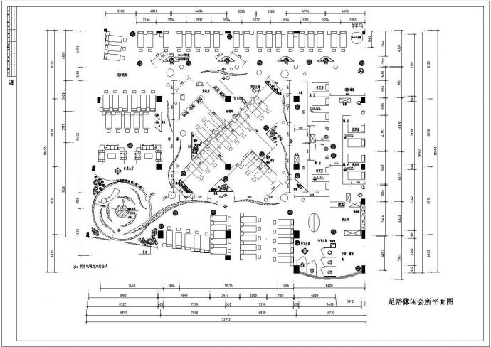 大型足浴城装修平面设计CAD图_图1