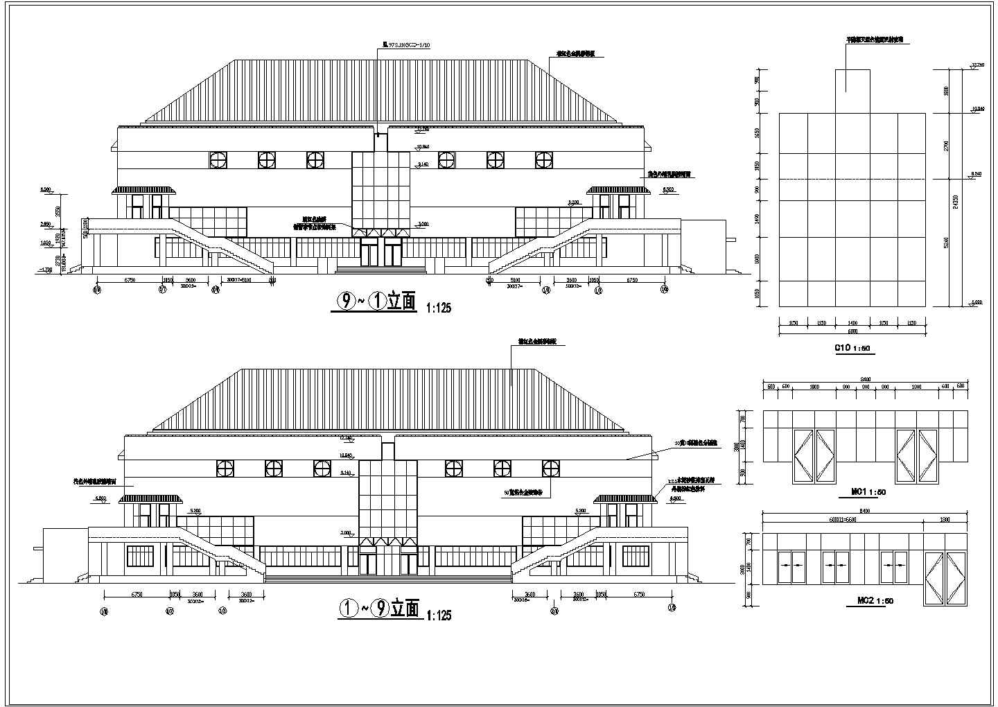 某地室内篮球馆建筑设计cad施工图