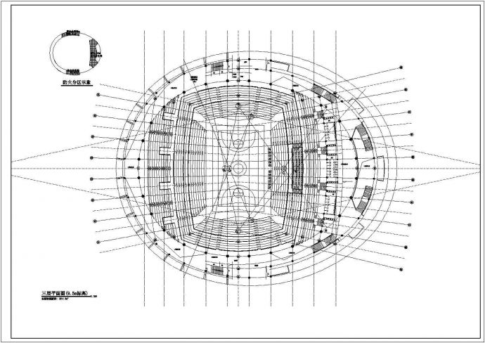 某地体育馆建筑平立剖面设计cad施工图_图1