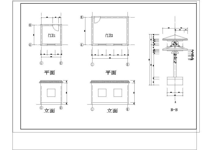 仿古典牌楼大门初步设计CAD图纸_图1