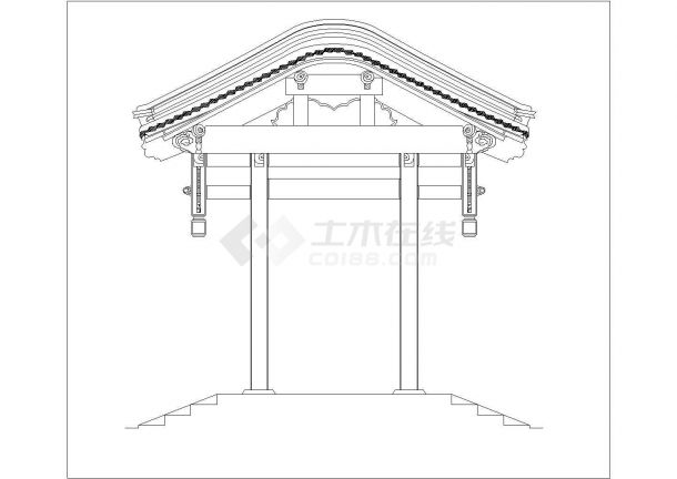 古建－牌坊设计施工CAD建筑图纸-图二