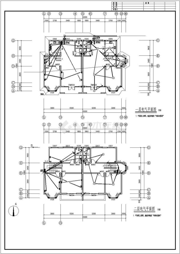某地区3层双拼别墅电气施工图-图二