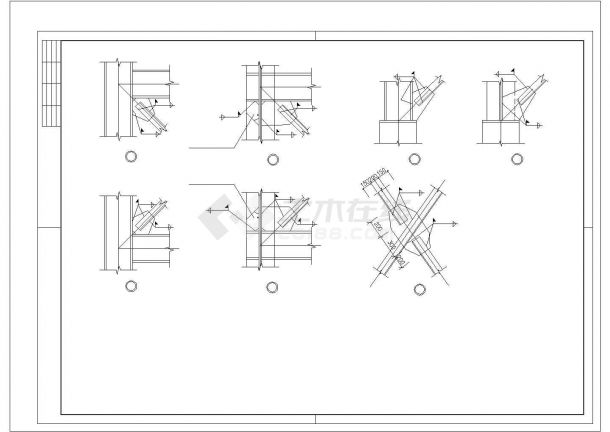 钢框架结构支撑节点构造cad详图设计-图一