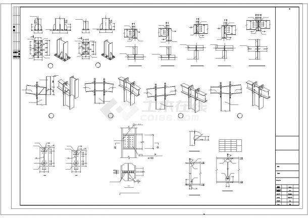钢框架梁柱连接节点构造cad详图设计-图二