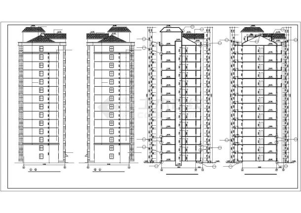 1.2万平米14+1层短肢剪力墙结构住宅楼平立剖面设计CAD图纸（含闷顶层）-图一