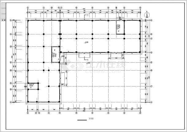 南京某职业中学8000平米7层框架结构学生宿舍楼平立剖面设计CAD图纸-图二