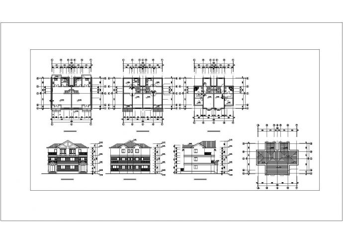 三层双拼别墅cad设计图（长14.64m宽11.34m）_图1