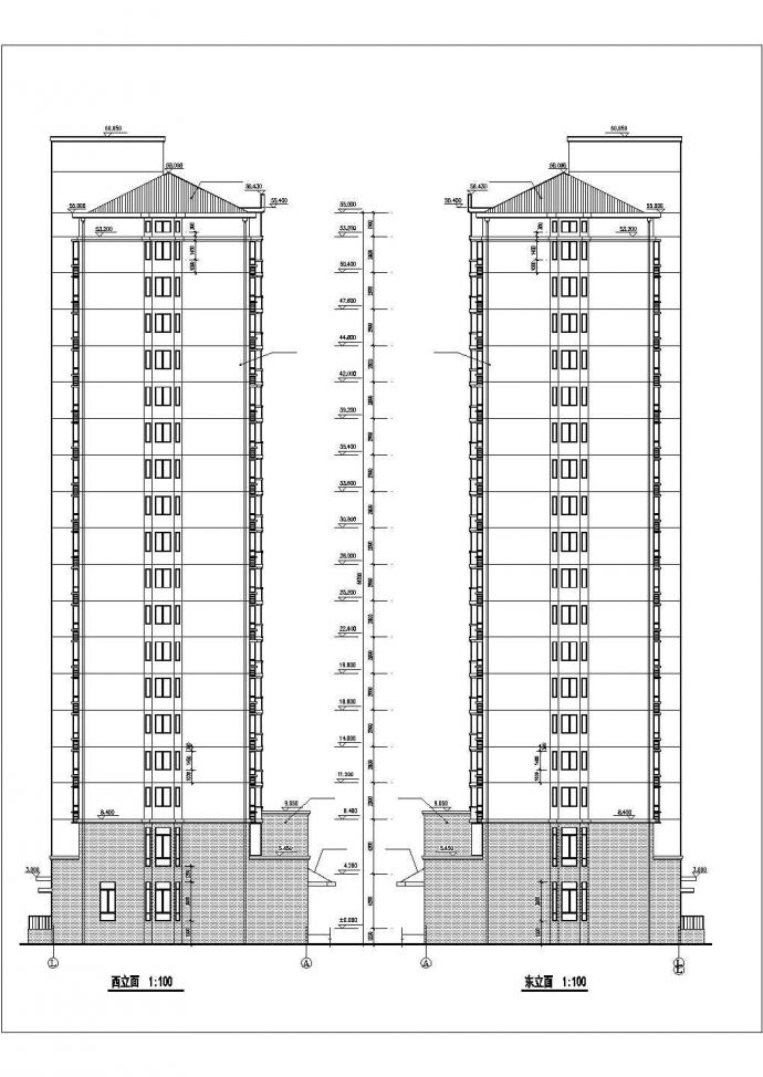 兰州市某小区1.3万平米左右18+1层框剪结构住宅楼建筑设计CAD图纸_图1