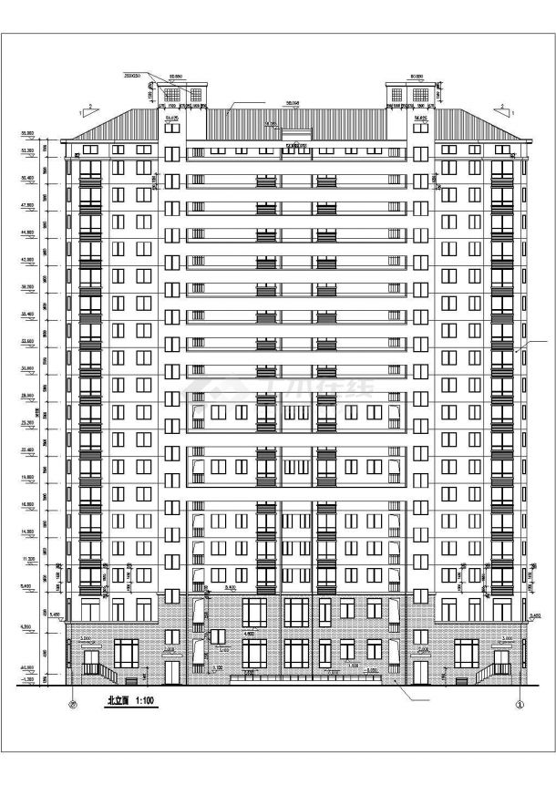 兰州市某小区1.3万平米左右18+1层框剪结构住宅楼建筑设计CAD图纸-图二