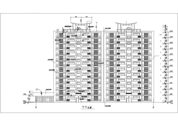 沈阳市某小区两栋11+1层框架结构住宅楼全套建筑设计CAD图纸-图二