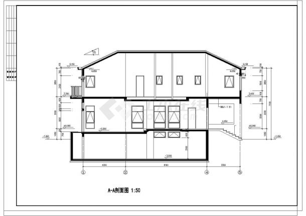 二层双拼别墅设计cad图(长15.96宽12.36m）-图一