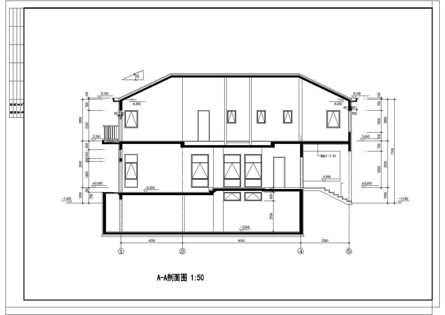 二层双拼别墅设计cad图(长15.96宽12.36m）
