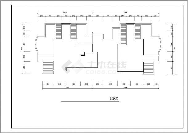 某小区9200平米左右12层框架结构商住楼建筑设计CAD图纸（1-2层商用）-图二