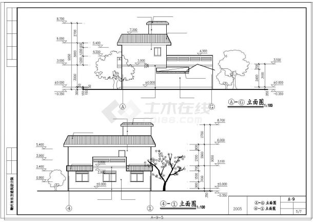 单家独院式二层别墅建筑设计施工图（含设计说明）-图二